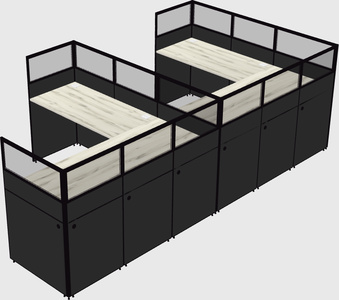 Shared l-shaped cubicle