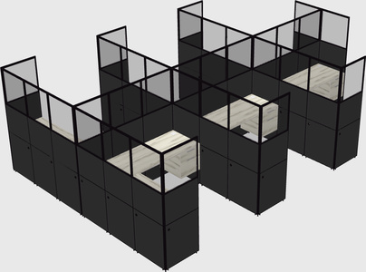 Shared l-shaped cubicle