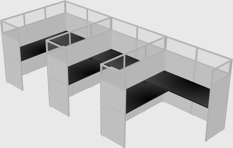 Shared l-shaped cubicle