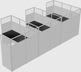 Shared l-shaped cubicle