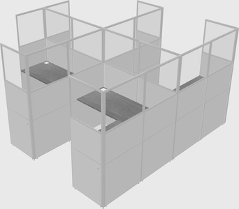 Shared l-shaped cubicle