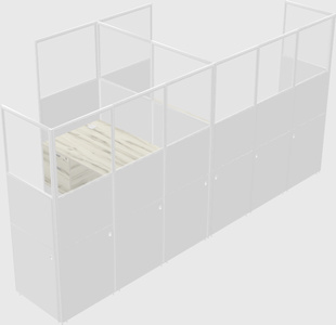Shared l-shaped cubicle