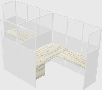 Shared l-shaped cubicle