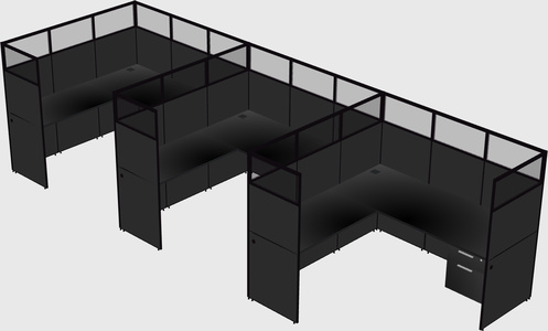 Shared l-shaped cubicle