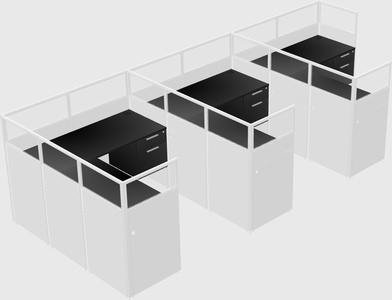 Shared l-shaped cubicle