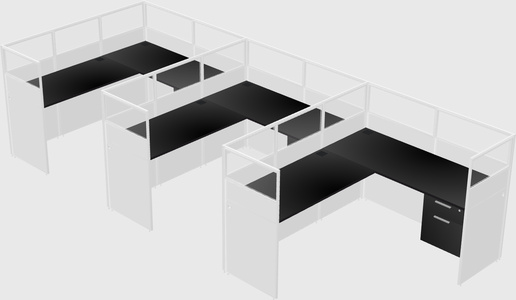 Shared l-shaped cubicle