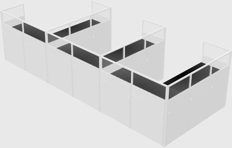 Shared l-shaped cubicle
