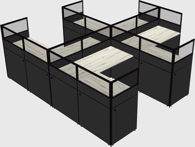Shared l-shaped cubicle