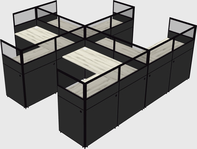 Shared l-shaped cubicle