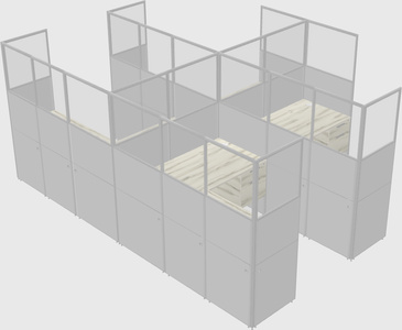 Shared l-shaped cubicle