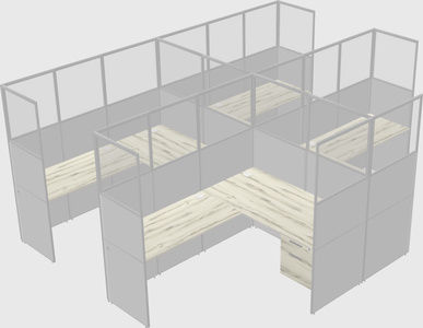 Shared l-shaped cubicle