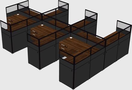 Shared l-shaped cubicle