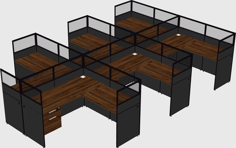 Shared l-shaped cubicle