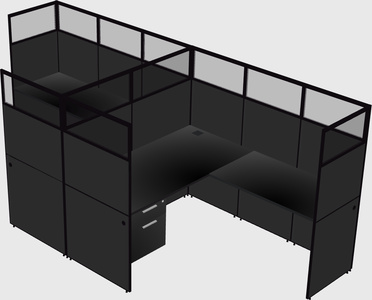 Cubículo compartido en forma de l