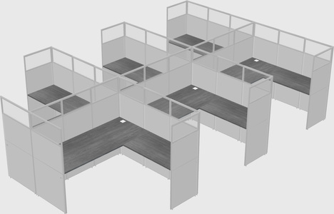 Shared l-shaped cubicle