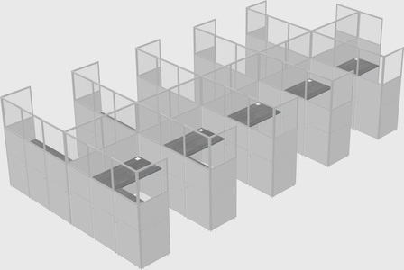 Shared l-shaped cubicle