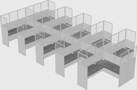 Shared l-shaped cubicle