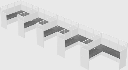 Shared l-shaped cubicle