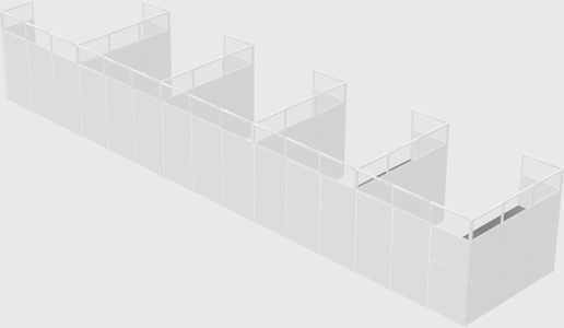 Shared l-shaped cubicle