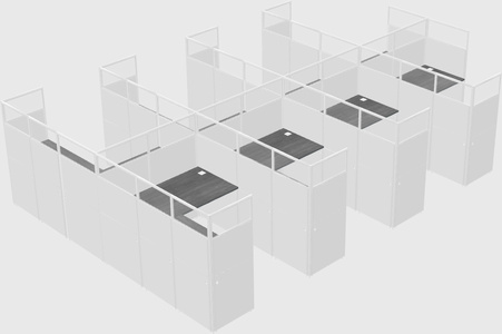 Shared l-shaped cubicle