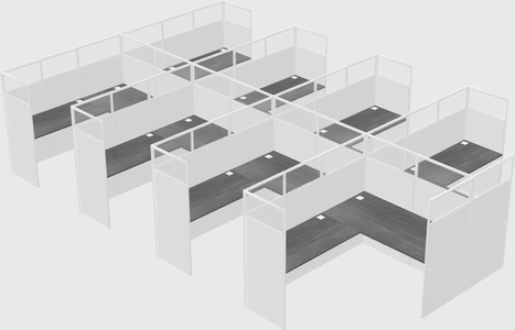 Shared l-shaped cubicle