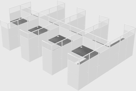 Shared l-shaped cubicle
