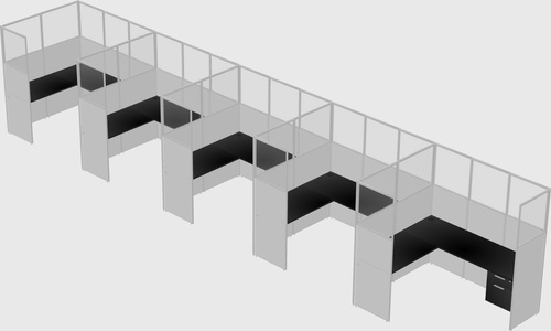 Shared l-shaped cubicle