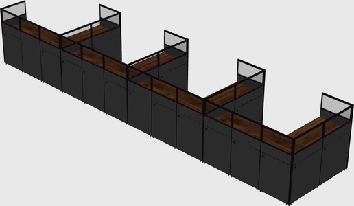 Shared l-shaped cubicle