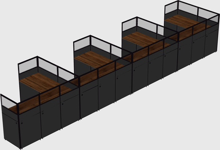 Shared l-shaped cubicle