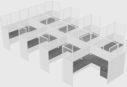 Shared l-shaped cubicle
