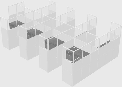 Shared l-shaped cubicle