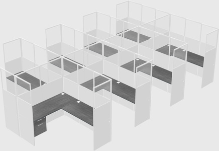 Shared l-shaped cubicle