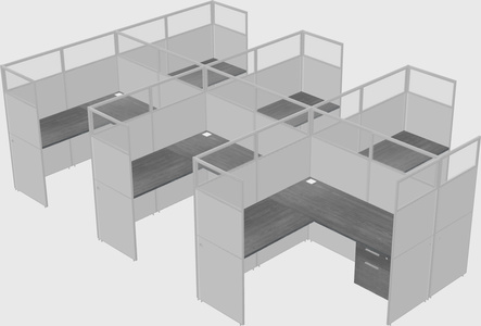 Nakabahaging l-shaped na cubicle