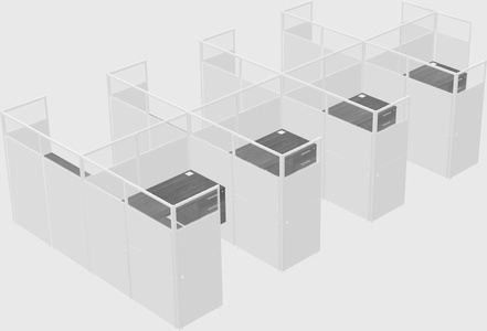 Shared l-shaped cubicle