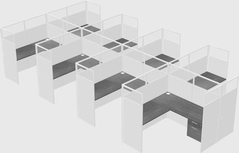 Shared l-shaped cubicle