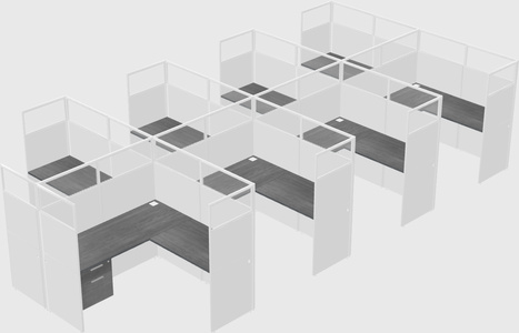 Shared l-shaped cubicle