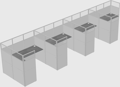 Shared l-shaped cubicle