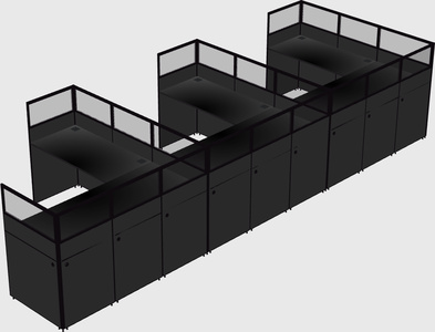 Shared l-shaped cubicle