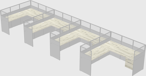 Shared l-shaped cubicle