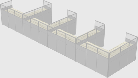 Shared l-shaped cubicle