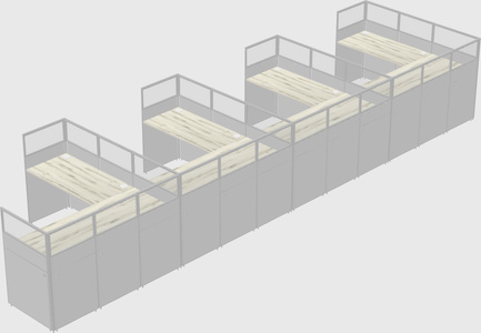 Shared l-shaped cubicle