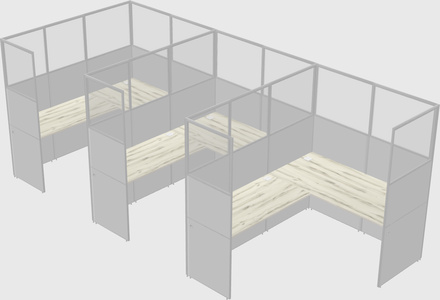 Shared l-shaped cubicle
