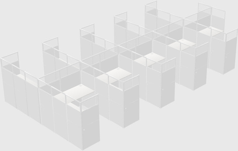 Shared l-shaped cubicle