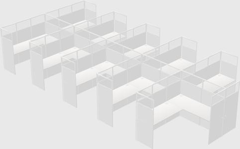 Shared l-shaped cubicle