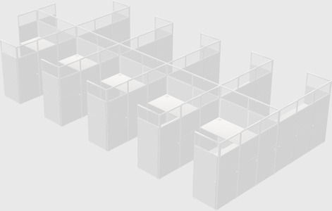 Shared l-shaped cubicle