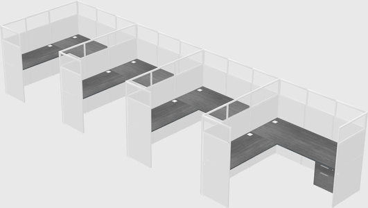 Shared l-shaped cubicle