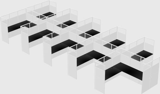 Shared l-shaped cubicle