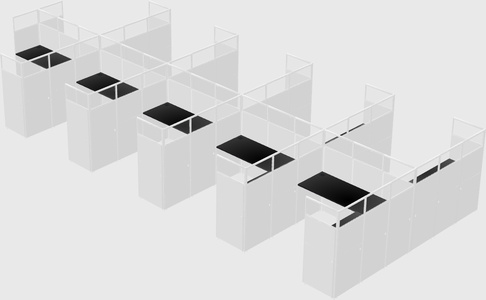 Shared l-shaped cubicle