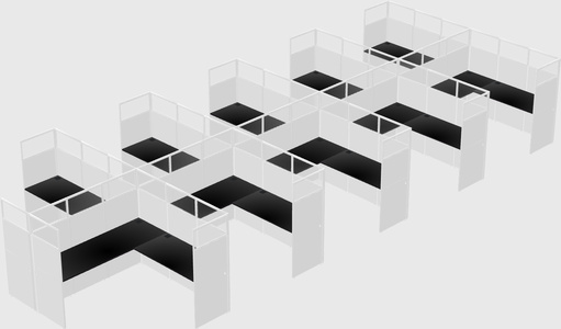 Shared l-shaped cubicle