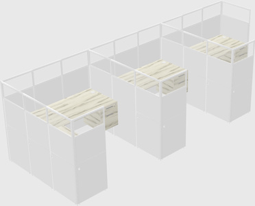 Shared l-shaped cubicle